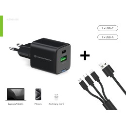 Conceptronic ALTHEA16B chargeur d'appareils mobiles Universel Noir Secteur Charge rapide Intérieure