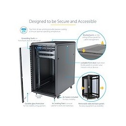 StarTech.com Armario Rack para Servidores 18U 19" 4 Columnas - Rack de Servidores con Cerradura y Seguro - Rack con Ruedas y