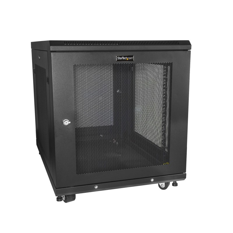 StarTech.com Armoire Rack Serveur 12U à 4 Montants, Armoire Verrouillable 19" pour Ordinateur AV Équipement IT, Rack Réseau