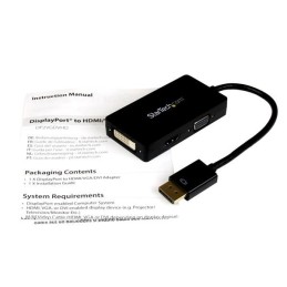 StarTech.com Adaptador Conversor DisplayPort a VGA DVI o HDMI - Convertidor A V 3 en 1 para viajes