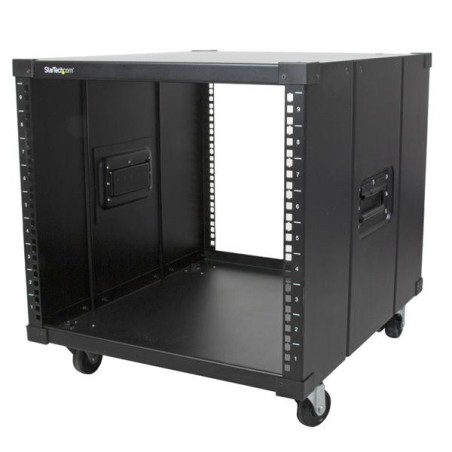 StarTech.com 4-Pfosten 9 HE Mobiles Open Frame Serverrack, 19" Netzwerk Rack mit Rädern für enge Räume in Büro Heimbüro,
