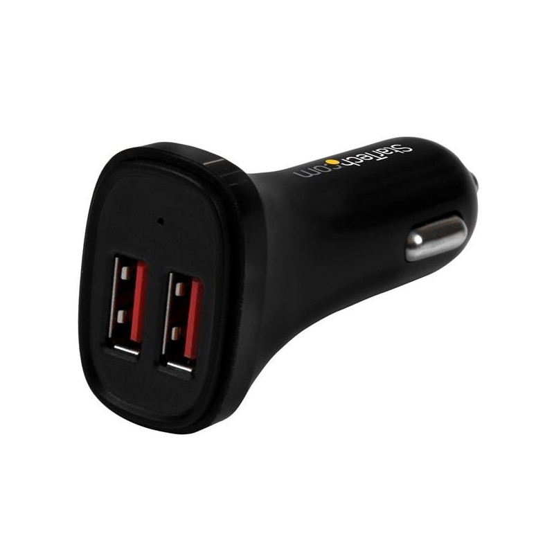 StarTech.com Cargador de Coche USB de Dos Puertos - 24W   4,8A - Negro