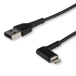 StarTech.com Câble USB-A vers Lightning Noir Robuste 2m Coudé à 90° - Câble de Charge Synchronisation USB Type A vers Lightning