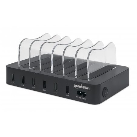 Manhattan 102254 charging station organizer Black