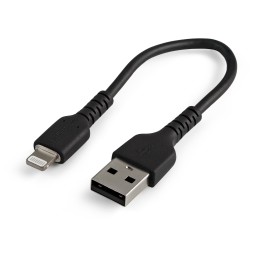 StarTech.com Cable Resistente USB-A a Lightning de 15 cm Negro - Cable de Sincronización y Carga USB Tipo A a Lightning con