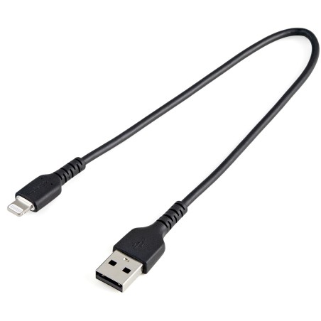StarTech.com Câble USB-A vers Lightning Noir Robuste 30cm - Câble de Charge Synchronisation de Type A vers Lightning en Fibre