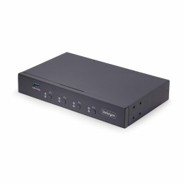 StarTech.com Switch KM USB 4 Puertos con Conmutación por Ratón - Conmutador KM USB 3.0 de Teclado y Ratón para 4 Ordenadores -