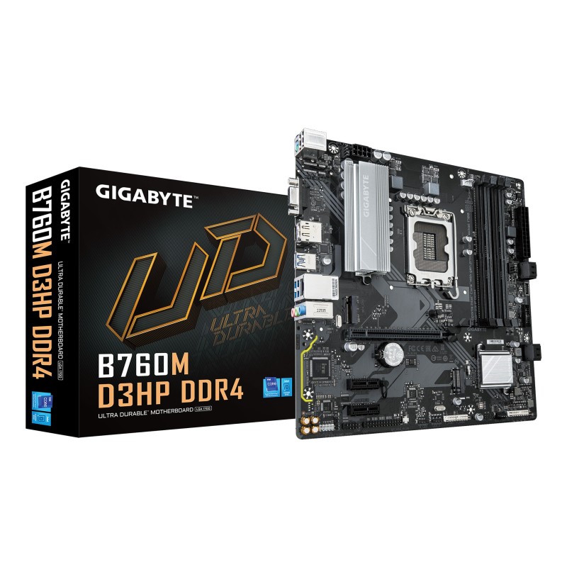 GIGABYTE B760M D3HP DDR4 Motherboard - Unterstützt Intel Core 14. Generation CPUs, 4+1+1 Phasen Digital VRM, bis zu 5333MHz