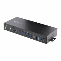 StarTech.com 16-Port Industrie USB 3.0 Hub mit Netzteil, 5Gbps USB Verteiler 3.0 Mehrfachstecker für DIN Rackmontage,