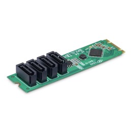 StarTech.com Tarjeta Adaptador de 4 Puertos M.2 a SATA para HDD SSD - Chipset ASM1064 - Tarjeta de Expansión para
