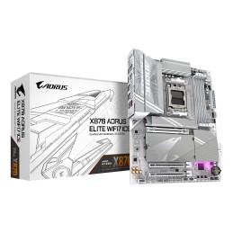 GIGABYTE X870 AORUS ELITE WIFI7 ICE Carte Mère - Prend en charge les processeurs AMD Ryzen 9000, 16+2+2 phases VRM numérique,