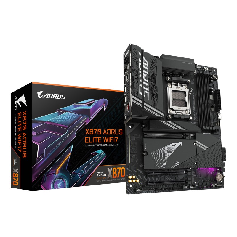 GIGABYTE X870 AORUS ELITE WIFI7 Scheda Madre - Supporta CPU AMD Ryzen 9000, 16+2+2 fasi VRM, fino a 8000MHz DDR5 (OC), 3xPCIe