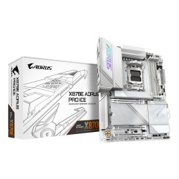 GIGABYTE X870E AORUS PRO ICE Placa Base - Soporta CPUs AMD Ryzen 9000, 16+2+2 Fases VRM Digital, hasta 8000MHz DDR5 (OC),