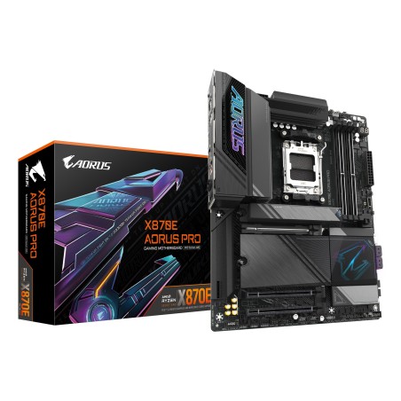 GIGABYTE X870E AORUS PRO Placa Base - Compatible con CPUs AMD Ryzen 9000, 16+2+2 fases VRM digitales, hasta 8000MHz DDR5 (OC),