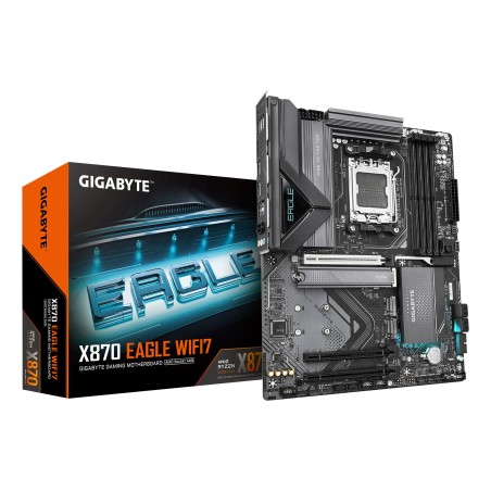 GIGABYTE X870 EAGLE WIFI7 Placa Base - Compatible con CPUs AMD Ryzen 9000, 14+2+2 fases VRM, hasta 8000MHz DDR5 (OC), 1xPCIe