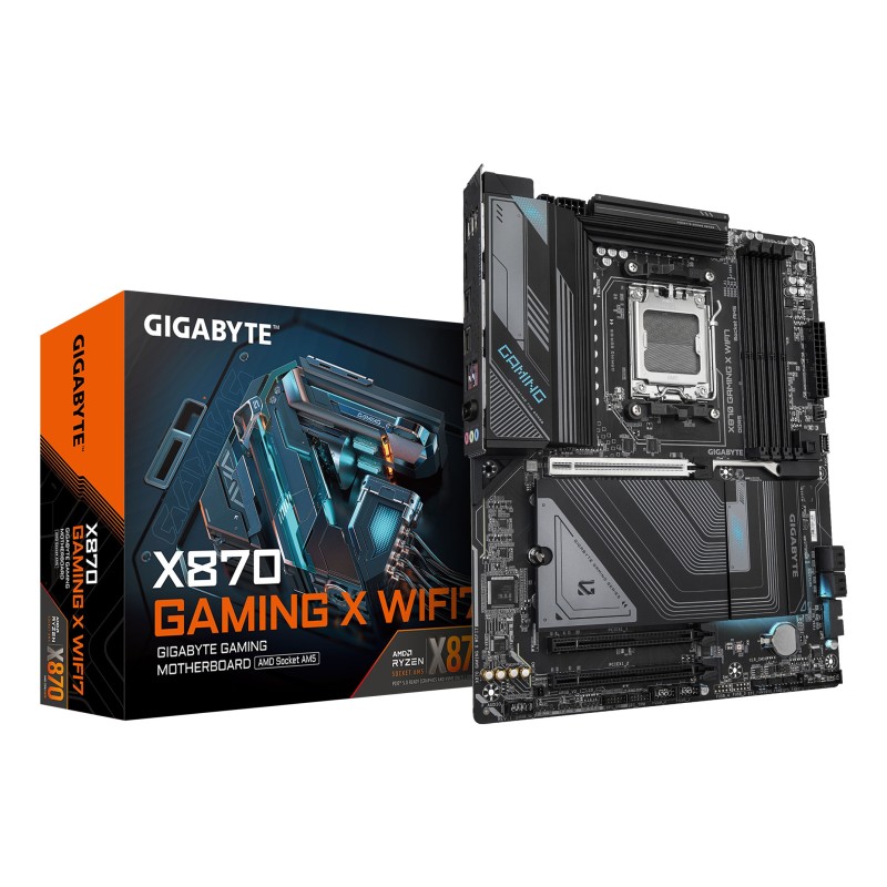 GIGABYTE X870 GAMING X WIFI7 Placa Base - Compatible con CPUs AMD Ryzen 9000, 16+2+2 fases VRM, hasta 8000MHz DDR5 (OC), 1xPCIe