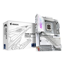 GIGABYTE Z890 AORUS PRO ICE Mainboard - Unterstützt Intel Core Ultra (Serie 2) CPUs, 16+1+2 Phasen VRM, bis zu 9500MHz DDR5