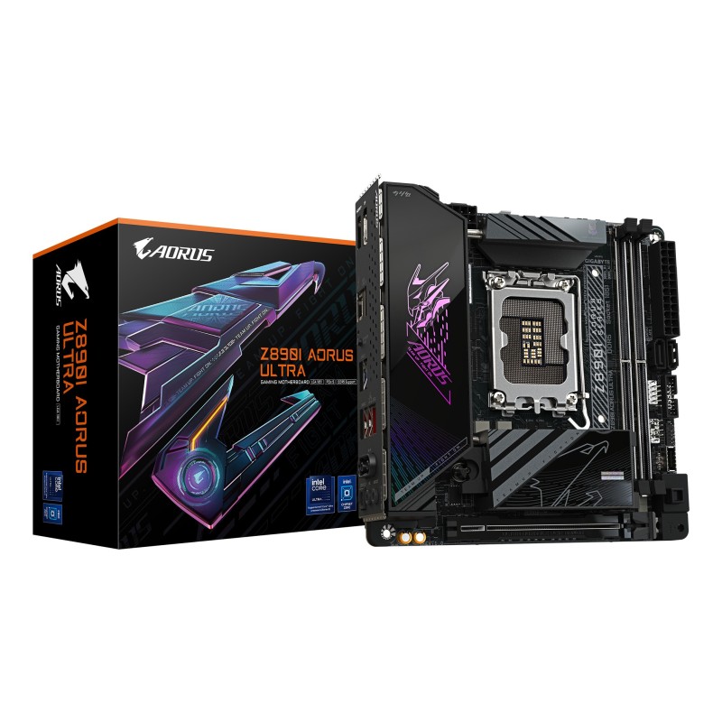 GIGABYTE Z890I AORUS ULTRA Mainboard - Unterstützt Intel Core Ultra (Serie 2) CPUs, 8+1+2 Phasen VRM, bis zu 8800MHz DDR5 (OC),