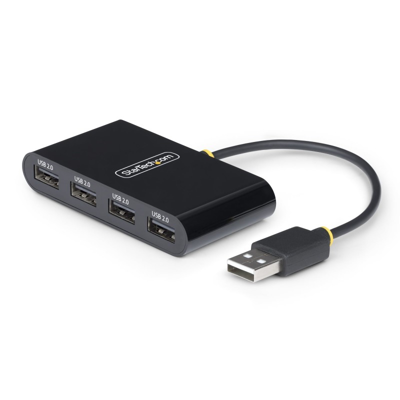 StarTech.com Hub USB 2.0 a 4 Porte, Splitter USB Portatile Alimentato da Bus Protezione da Sovracorrente (OCP), Adattatore