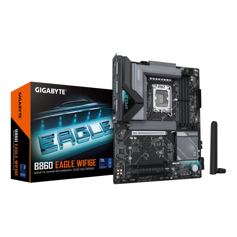 GIGABYTE B860 EAGLE WIFI6E Mainboard - Intel Core Ultra CPUs, 12+1+2+1 Phasen VRM, bis zu 9066MHz DDR5, 1xPCIe 5.0 + 2xPCIe 4.0