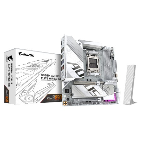 GIGABYTE B850M AORUS ELITE WIFI6E ICE Scheda Madre - Processori AMD Ryzen Serie 9000, 12+2+1 fasi VRM digitali, fino a 8200MHz