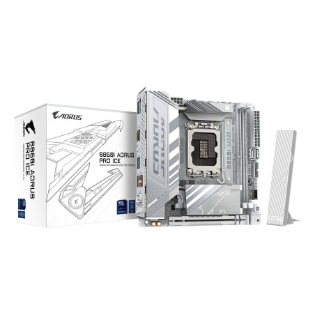 GIGABYTE B860I AORUS PRO ICE Mainboard - Intel Core Ultra CPUs, 8+1+2+1 Phasen VRM, bis zu 9200MHz DDR5, 1xPCIe 5.0 + 1xPCIe