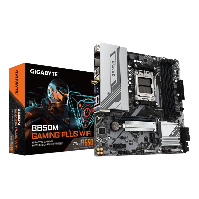 GIGABYTE B650M GAMING PLUS WIFI Mainboard – AMD Ryzen 9000 CPUs, 5+2+2 Phasen VRM, bis zu 8000 MHz DDR5, 2xPCIe 4.0 M.2, 2.5GbE