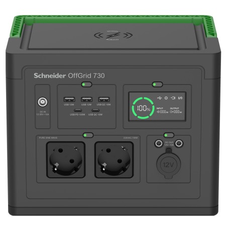 APC SE OffGrid Portable Power Station 730 – Li-Ionen-Akku, LCD, 2x Schuko Ausgänge, 3x USB-A, 2x USB-C, 3x 12V, kabelloses
