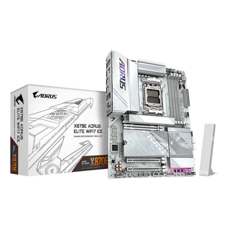 GIGABYTE X870E AORUS ELITE WIFI7 ICE Scheda madre - Supporta CPU AMD Ryzen 9000, VRM digitale a 16+2+2 fasi, fino a 8200 MHz