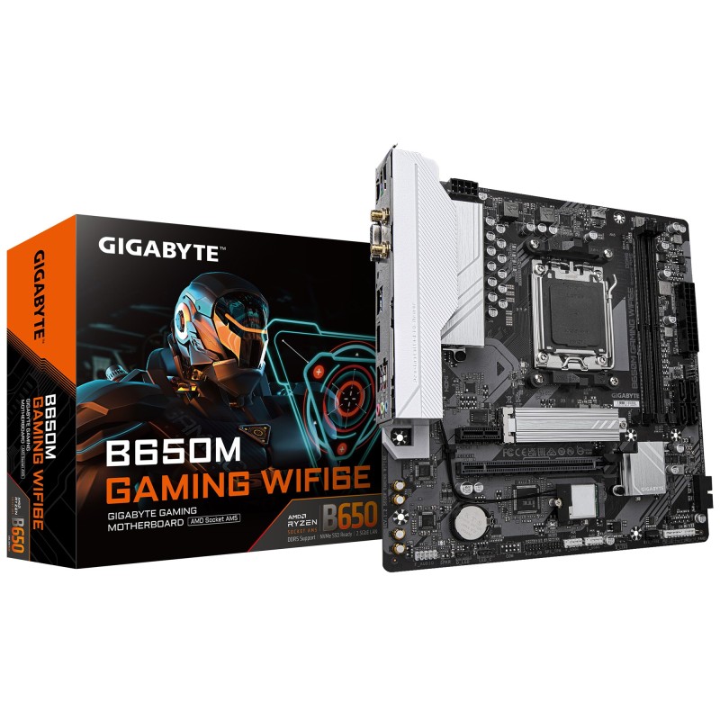 GIGABYTE B650M GAMING WIFI6E Mainboard - AMD Ryzen 9000 Serie CPUs, 5+2+2 Phasen VRM, bis zu 6400 MHz DDR5 (OC), 1xPCIe 4.0