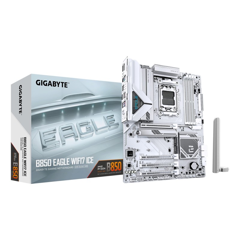 GIGABYTE B850 EAGLE WIFI7 ICE Carte mère - Processeurs AMD Ryzen série 9000, VRM numérique 8+2+2 phases, jusqu'à 8200 MHz DDR5