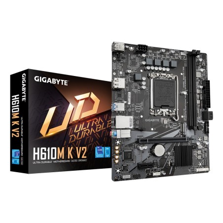 GIGABYTE H610M K V2 Mainboard – Intel Core 14. Generation CPUs, bis zu 5600 MHz DDR5, 1xPCIe 3.0 M.2, 1GbE LAN, USB 3.2 Gen 1