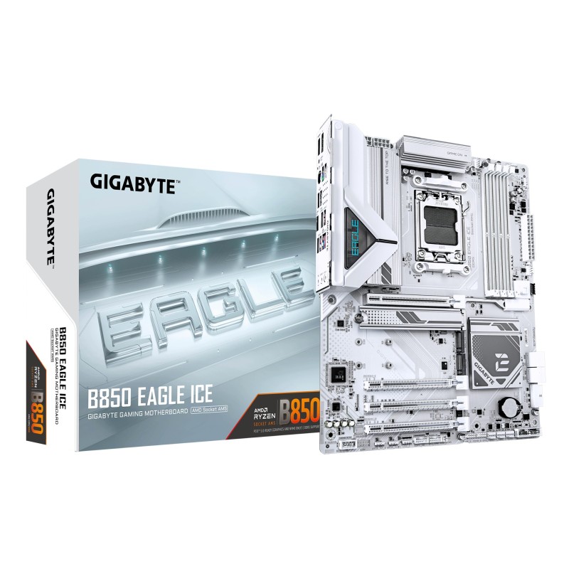 GIGABYTE B850 EAGLE ICE Carte Mère – Processeurs AMD Ryzen série 9000, VRM numérique 8+2+2 phases, jusqu’à 8200 MHz DDR5 (O.C),