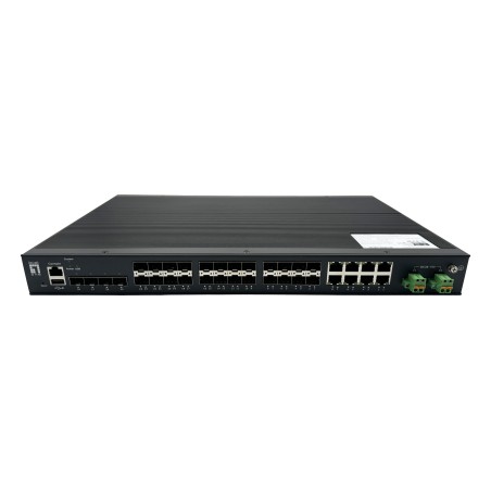LevelOne 28-Port Managed Gigabit Industrial Glasfaser Switch der L2-Plus-Klasse mit 16 SFP-Anschlüssen für 1 Gigabit s, Ist
