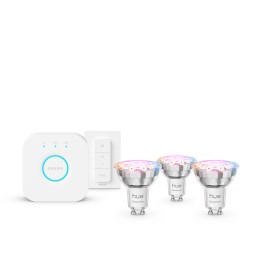 Philips Hue White and Color ambiance Kit de démarrage Essential   3 ampoules connectées GU10 (345 lm) + variateur