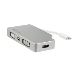 StarTech.com Aluminium Reise A V Adapter 4-in-1 USB-C auf VGA, DVI, HDMI oder mDP - 4K