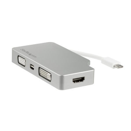 StarTech.com Aluminium Reise A V Adapter 4-in-1 USB-C auf VGA, DVI, HDMI oder mDP - 4K