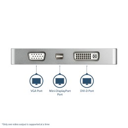 StarTech.com Aluminium Reise A V Adapter 4-in-1 USB-C auf VGA, DVI, HDMI oder mDP - 4K