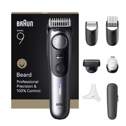 Braun BeardTrimmer 9 BT9520 depiladora para la barba Batería 52 2 cm Mojado y seco Negro, Gris