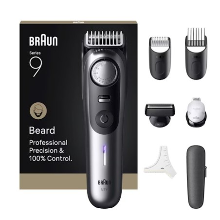 Braun BeardTrimmer 9 BT9520 tondeuse à barbe Batterie 52 2 cm Mouillé & sec Noir, Gris