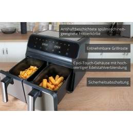 Unold 58685 friggitrice Doppia 8 L Indipendente 1700 W Friggitrice ad aria calda Nero, Grigio