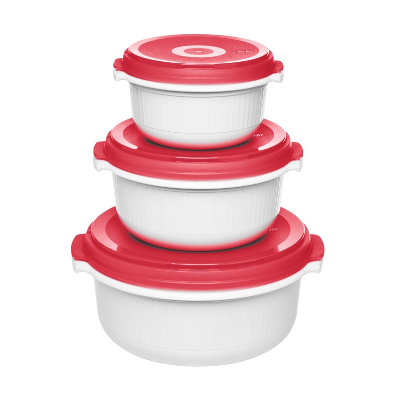 EMSA 518999 recipiente de almacenar comida Rojo, Blanco 3 pieza(s)