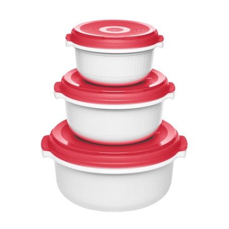 EMSA 518999 boîte hermétique alimentaire Rouge, Blanc 3 pièce(s)