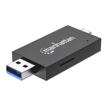 Manhattan 102735 lector de tarjeta USB 3.2 Gen 1 (3.1 Gen 1) Type-A Type-C Negro, Transparente