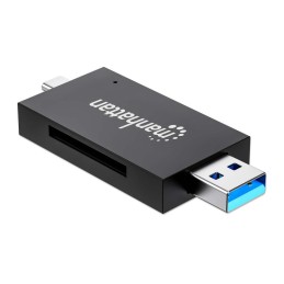 Manhattan 102735 lecteur de carte mémoire USB 3.2 Gen 1 (3.1 Gen 1) Type-A Type-C Noir, Transparent