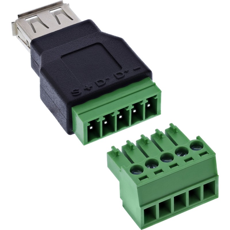 InLine 92504B conector Negro, Verde