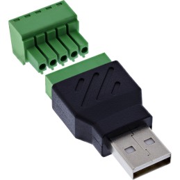 InLine 92504A cavo di collegamento USB-A   Morsettiera, 5 pin Nero, Verde