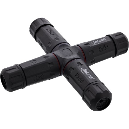 InLine 69927V cavo di collegamento Accoppiatore cavo di alimentazione, IP68, 3 poli, 4 vie, M20, nero Nero