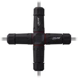 InLine 69927V cavo di collegamento Accoppiatore cavo di alimentazione, IP68, 3 poli, 4 vie, M20, nero Nero