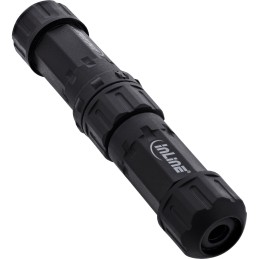 InLine 69927W Drahtverbinder Netzkabelkupplung, IP68, 3-polig, Stecker Buchse, M20, schwarz Schwarz